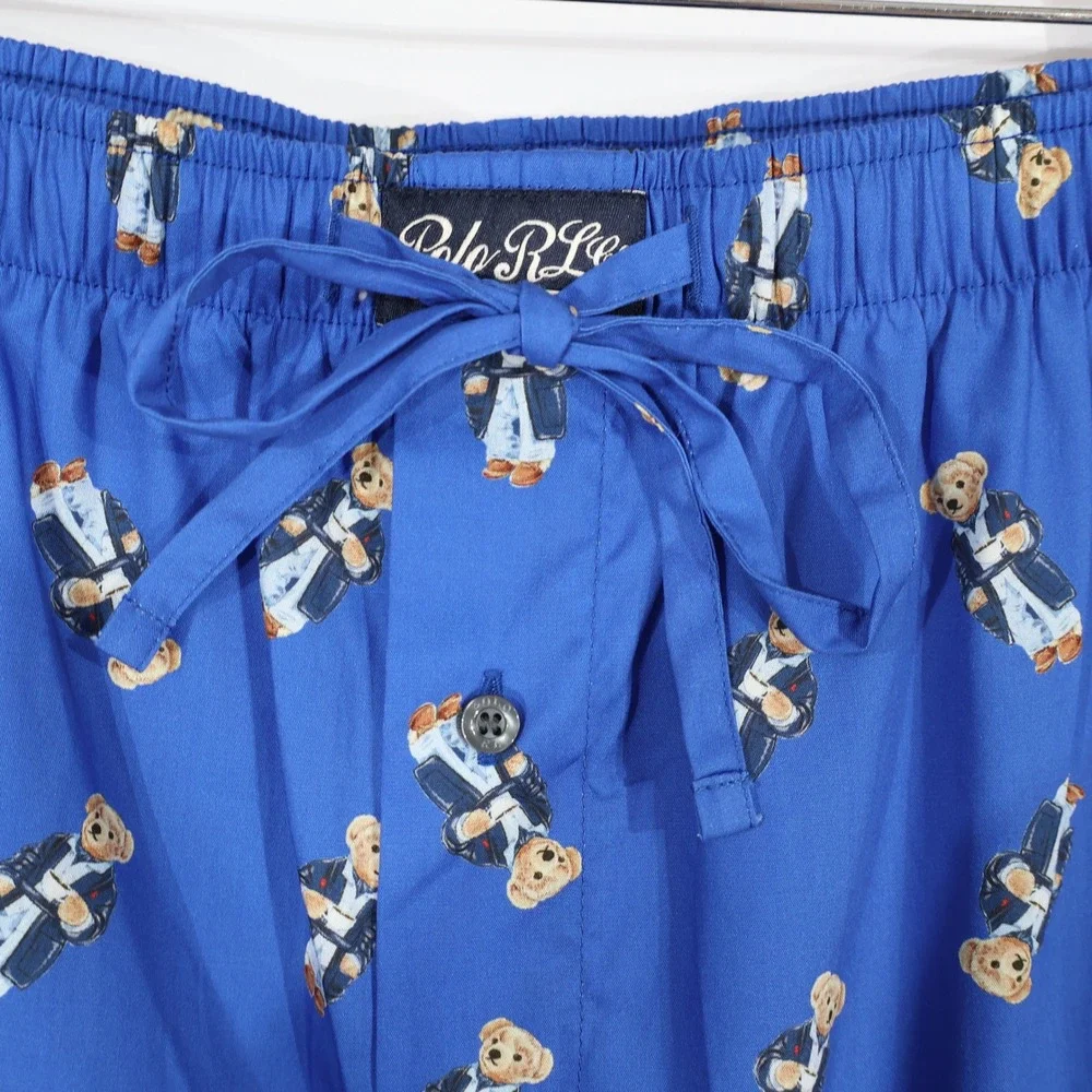 Polo Ralph Lauren Pajama Pants Mens L Blue Polo Bear Tuxedo Preppy $58 NWT